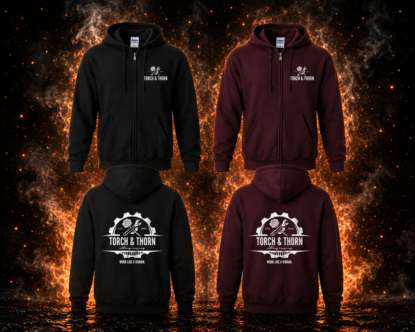 Torch & Thorn Signature Zip-Up Hoodie